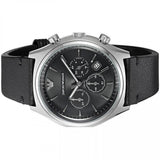 Emporio Armani Zeta Chronograph Black Dial Black Leather Strap Watch for Men - AR1975 Authentic Buy Shop Now