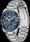 Hugo Boss Strike Chronograph Blue Dial Silver Steel Strap Watch for Men - 1514240