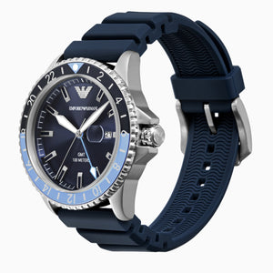 Emporio Armani World Explorer GMT Blue Dial Blue Rubber Strap Watch for Men - AR11592 Authentic Buy Shop Now