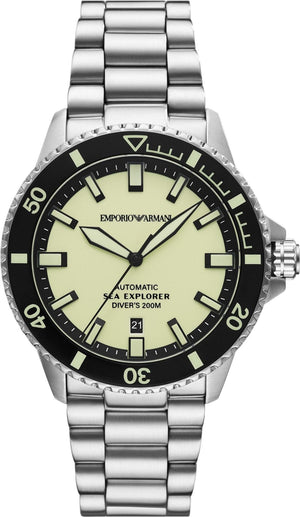 Emporio Armani Sea Explorer Yellow Dial Silver Steel Strap Watch for Men - AR60083 Authentic Buy Shop Now