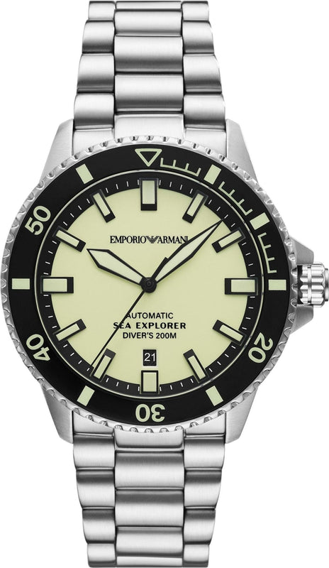Emporio Armani Sea Explorer Yellow Dial Silver Steel Strap Watch for Men - AR60083 Authentic Buy Shop Now