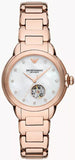 Emporio Armani Mia Meccanico Mother of Pearl Dial Rose Gold Steel Strap Watch for Women - AR60072 Authentic Buy Shop Now