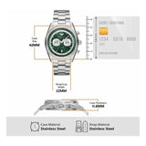 Emporio Armani Racer Chronograph Green Dial Silver Steel Strap Watch for Men - AR11637 Authentic Buy Shop Now