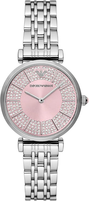 Emporio Armani Gianni T-Bar Pink Dial Silver Steel Strap Watch for Women - AR11686 Authentic Buy Shop Now