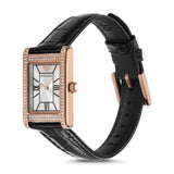Emporio Armani Genni Silver Dial Black Leather Strap Watch for Women - AR11624 Authentic Buy Shop Now