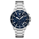Emporio Armani World Explorer Chronograph Blue Dial Silver Steel Strap Watch for Men - AR11681 Authentic Buy Shop Now