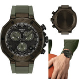 Tissot T Race Chronograph Black Dial Green Rubber Strap Watch for Men - T141.417.37.061.02