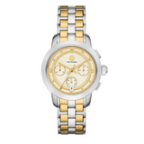Tory Burch The Tory Chronograph White Dial Two Tone Steel Strap Watch for Women - TBW1052 Authentic Buy Shop Now