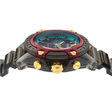 Versace Icon Active Chronograph Black Dial Black Rubber Strap Unisex Watch - VE8P00224 Authentic Buy Shop Now