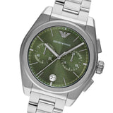 Emporio Armani Federico Chronograph Green Dial Silver Steel Strap Watch for Men - AR11640 Authentic Buy Shop Now