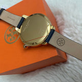 Tory Burch Collins Quartz Blue Dial Blue Leather Strap Watch for Women - TBW1203 Authentic Buy Shop Now