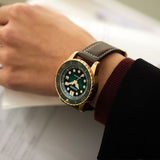 Citizen Mechanical Automatic Green Dial Brown Leather Strap Watch for Men - NJ0173-18X Authentic Buy Shop Now