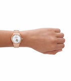 Emporio Armani Mia Meccanico Mother of Pearl Dial Rose Gold Steel Strap Watch for Women - AR60072 Authentic Buy Shop Now