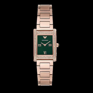 Emporio Armani Genni Green Dial Rose Gold Steel Strap Watch for Women - AR11641 Authentic Buy Shop Now