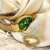 Just Cavalli Serpente Metallica Green Dial Gold Steel Strap Watch for Women - JC1L208M0045 Authentic Buy Shop Now
