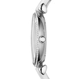 Emporio Armani Gianni T-Bar Silver Dial White Leather Strap Watch for Women - AR1680 Authentic Buy Shop Now