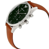 Emporio Armani Beta Chronograph Green Dial Brown Leather Strap Watch for Men - AR1941 Authentic Buy Shop Now