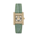 Emporio Armani Classic White Dial Green Leather Strap Watch for Women - AR11661 Authentic Buy Shop Now