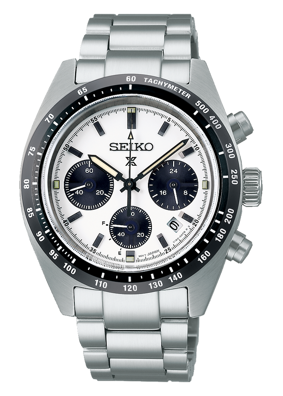 Seiko Prospex Speedtimer Solar Chronograph White Dial Silver Steel Strap Watch for Men - SSC813 Authentic Buy Shop Now