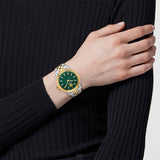 Versace V-Code Analog Green Dial Two Tone Steel Strap Watch for Women - VE8I00424 Authentic Buy Shop Now