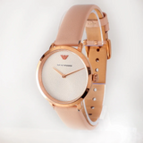 Emporio Armani Modern Silver Dial Pink Leather Strap Watch for Women - AR11160 Authentic Buy Shop Now