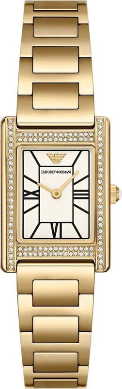Emporio Armani Genni Crystals Mother of Pearl Dial Gold Steel Strap Watch for Women - AR11659 Authentic Buy Shop Now