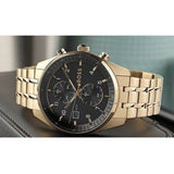 Hugo Boss Skytraveller Chronograph Black Dial Gold Steel Strap Watch for Men - 1514152 Authentic Buy Shop Now