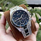 Hugo Boss Runner Chronograph Blue Dial Silver Steel Strap Watch for Men - 1514143 Authentic Buy Shop Now