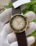 Emporio Armani Retro Chronograph Brown Dial Brown Leather Strap Watch for Men - AR1755 Authentic Buy Shop Now