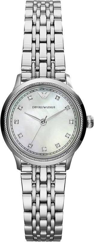 Emporio Armani Alpha Mother of Pearl Dial Silver Steel Strap Watch for Women - AR1803 Authentic Buy Shop Now