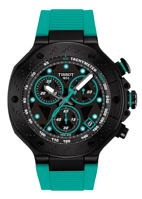 Tissot T Race Chronograph Black Dial Green Rubber Strap Watch for Men - T141.417.37.051.01 Authentic Buy Shop Now