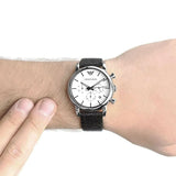 Emporio Armani Luigi Chronograph White Dial Black Leather Strap Watch for Men - AR1810 Authentic Buy Shop Now