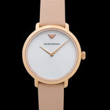 Emporio Armani Modern Silver Dial Pink Leather Strap Watch for Women - AR11160 Authentic Buy Shop Now