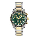 Versace Greca Dome Chronograph Green Dial Two Tone Steel Strap Watch for Men - VE6K00423 Authentic Buy Shop Now
