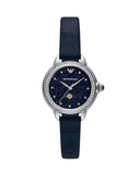 Emporio Armani Mia Moonphase Blue Dial Blue Leather Strap Watch for Women - AR11629 Authentic Buy Shop Now