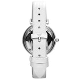 Emporio Armani Gianni T-Bar Silver Dial White Leather Strap Watch for Women - AR1680 Authentic Buy Shop Now