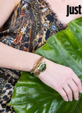 Just Cavalli Serpente Metallica Green Dial Gold Steel Strap Watch for Women - JC1L208M0045 Authentic Buy Shop Now