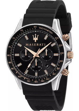 Maserati SFIDA Chronograph Black Dial Black Silicone Strap Watch for Men - R8871640005 Authentic Buy Shop Now