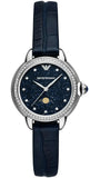 Emporio Armani Mia Moonphase Blue Dial Blue Leather Strap Watch for Women - AR11629 Authentic Buy Shop Now