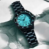 Emporio Armani Sea Explorer Turquoise Blue Dial Black Steel Strap Watch for Men - AR60084 Authentic Buy Shop Now