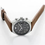 Emporio Armani Zeta Chronograph Gray Dial Brown Leather Strap Watch for Men - AR11080 Authentic Buy Shop Now