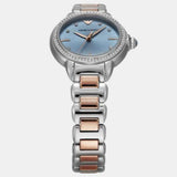 Emporio Armani Three Hand Blue Dial Two Tone Steel Strap Watch for Women - AR11597 Authentic Buy Shop Now