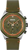 Hugo Boss Cloud Chronograph Olive Green Dial Green Leather Strap Watch for Men - 1514018 Authentic Buy Shop Now