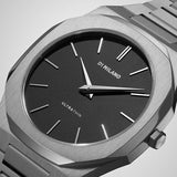 D1 Milano Ultra Thin Matte Black Dial Silver Steel Strap Watch for Men - D1-UTBJ40 Authentic Buy Shop Now