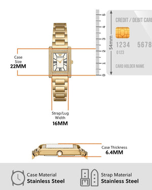 Emporio Armani Genni Crystals Mother of Pearl Dial Gold Steel Strap Watch for Women - AR11659 Authentic Buy Shop Now