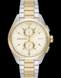 Emporio Armani Elegant Chronograph Cream Dial Two Tone Steel Strap Watch for Men - AR11605 Authentic Buy Shop Now