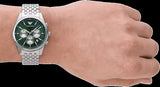 Emporio Armani Antonio Chronograph Green Dial Silver Steel Strap Watch for Men - AR11581 Authentic Buy Shop Now