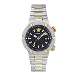 Versace Greca Logo Diver Quartz Black Dial Two Tone Steel Strap Watch for Men - VE8G00424 Authentic Buy Shop Now