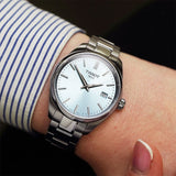 Tissot PR 100 Ice Blue Dial Silver Steel Strap Watch for Women - T150.210.11.351.00 Authentic Buy Shop Now