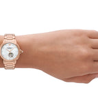 Emporio Armani Mia Meccanico Mother of Pearl Dial Rose Gold Steel Strap Watch for Women - AR60072 Authentic Buy Shop Now